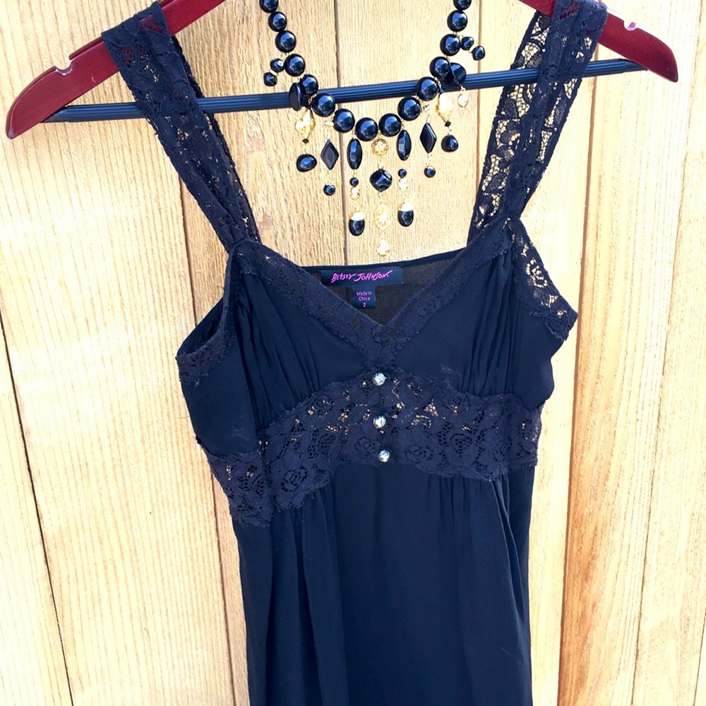 Betsey Johnson black slip dress sheer